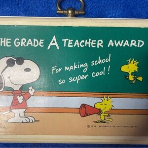 Hallmark Plaque Snoopy The grade A Teacher Award For Making School so Super Cool